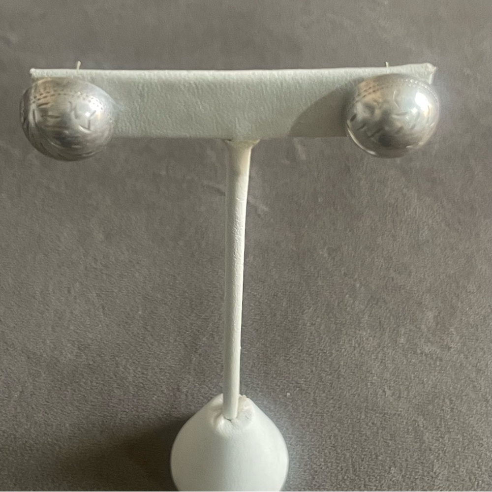Vintage Sterling Silver Etched Stud Earrings